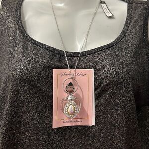 Silver Necklace with Crystal Petite Parfum Pendant/Brooch